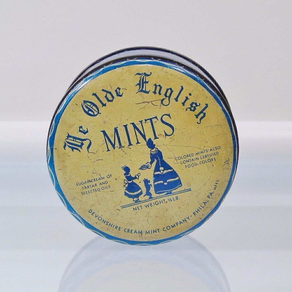Ye Olde English Mints Tin Devonshire Cream Mint Company Philadelphia PA Vintage